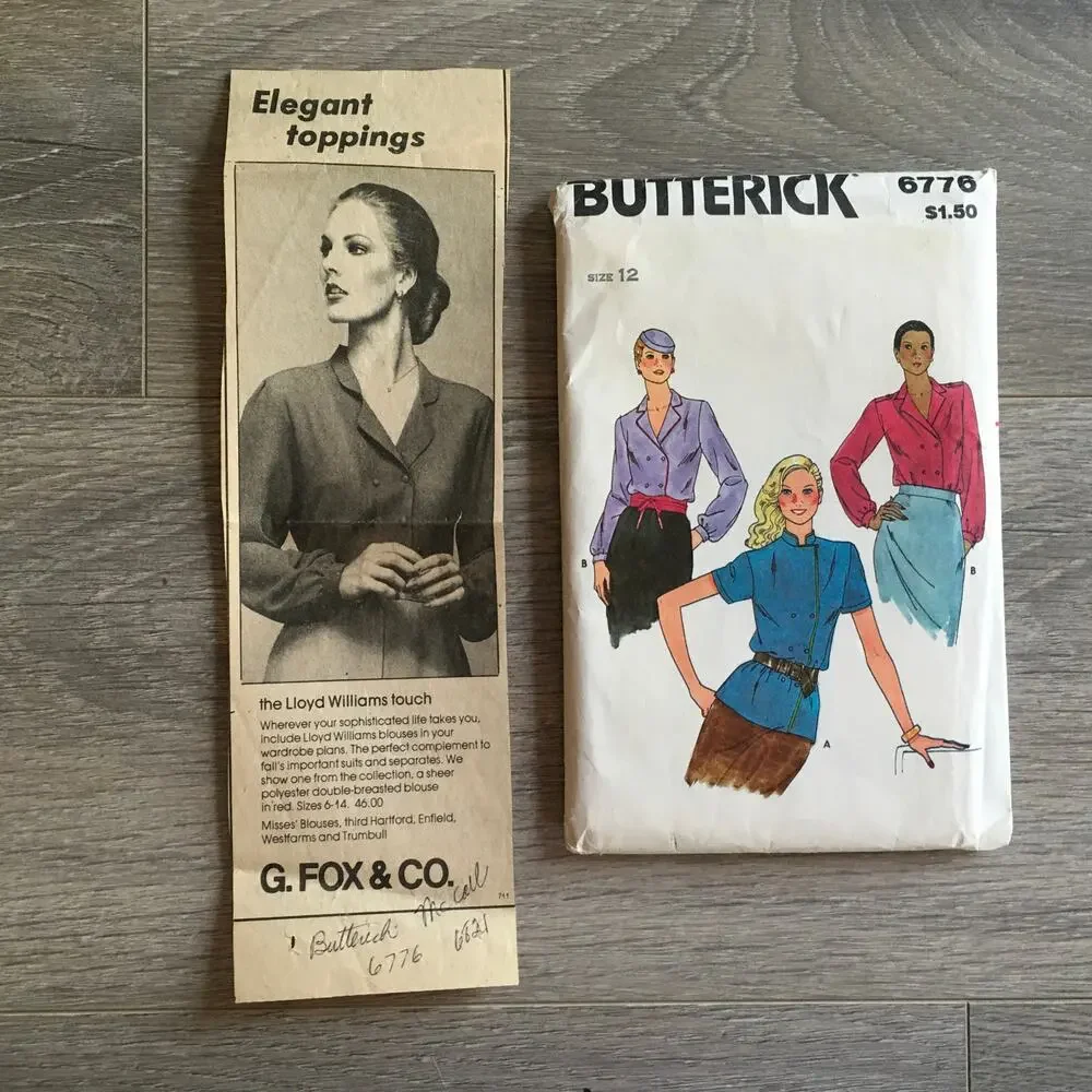 Butterick Sewing Pattern 6776 Double Breasted Loose Fitting Blouse 12/34 CUT